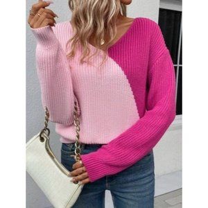 Pullovers Two Tone Twist Back Drop Shoulder
